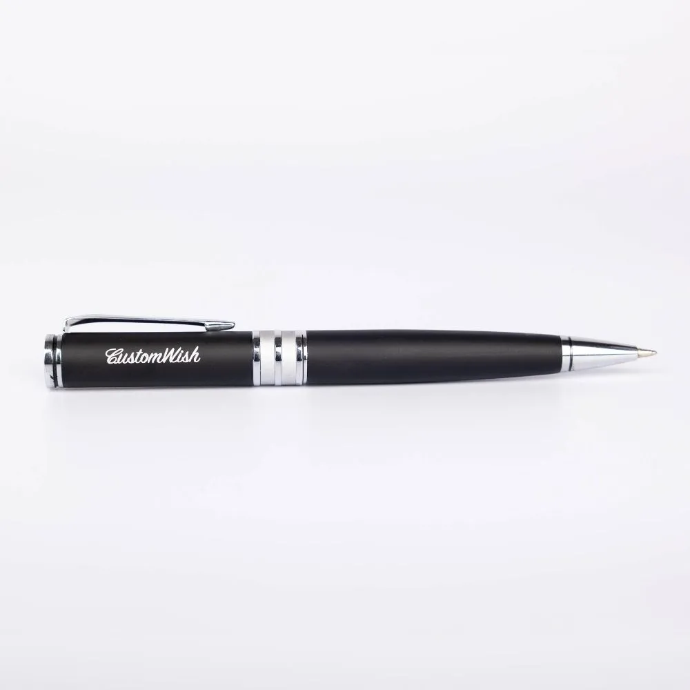 Personalized Black and Silver BallPoint Pen with Logo